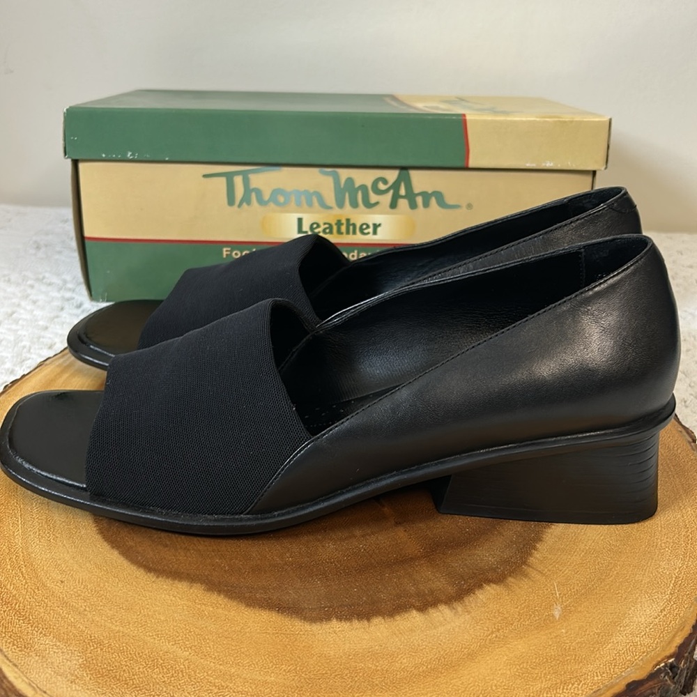 Thom McAn Black Open Toe Women's Heeled Sandals Size 8.5 with box - Picture 4 of 8